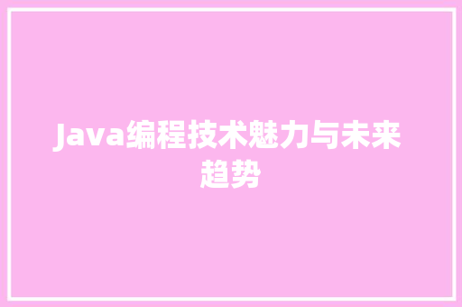 Java编程技术魅力与未来趋势