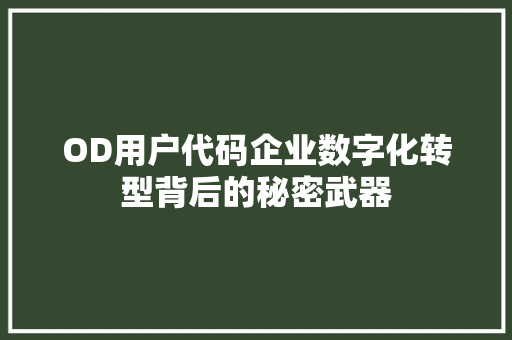 OD用户代码企业数字化转型背后的秘密武器  第1张