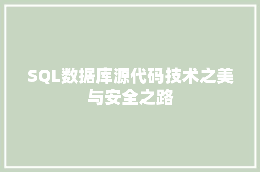 SQL数据库源代码技术之美与安全之路