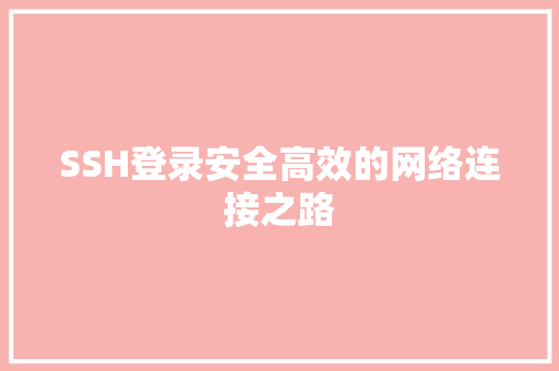 SSH登录安全高效的网络连接之路