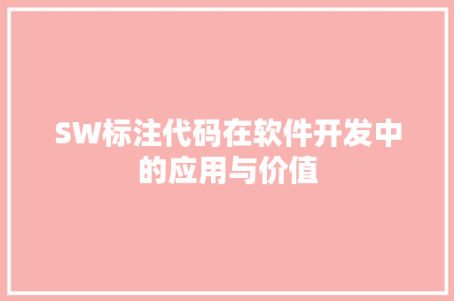 SW标注代码在软件开发中的应用与价值  第1张