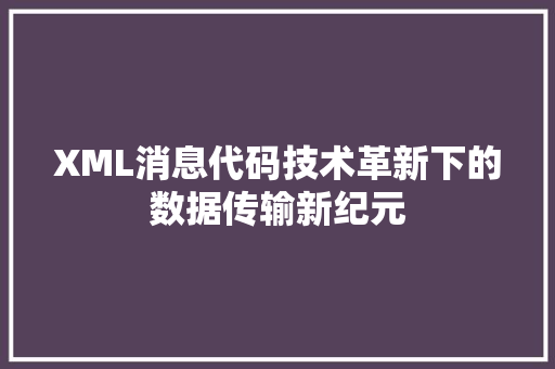 XML消息代码技术革新下的数据传输新纪元