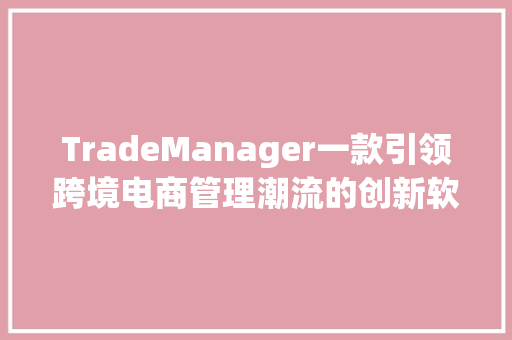 TradeManager一款引领跨境电商管理潮流的创新软件