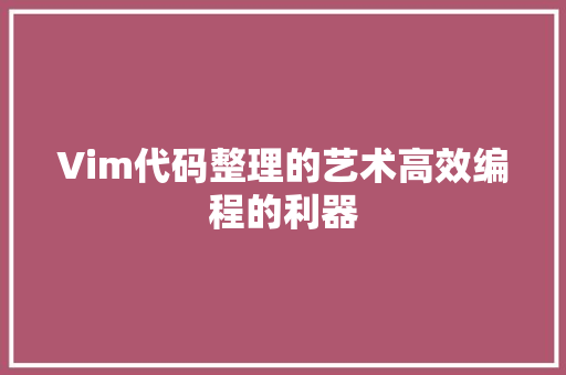 Vim代码整理的艺术高效编程的利器