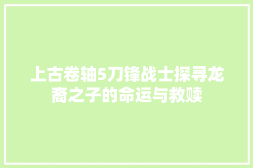 上古卷轴5刀锋战士探寻龙裔之子的命运与救赎