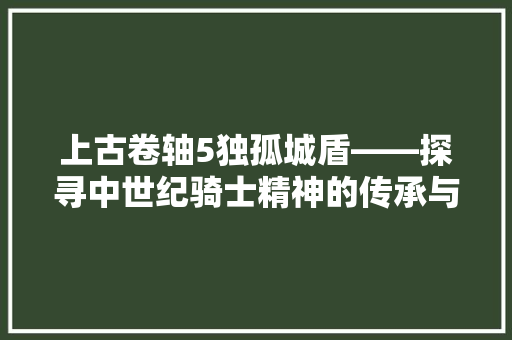 上古卷轴5独孤城盾——探寻中世纪骑士精神的传承与演变