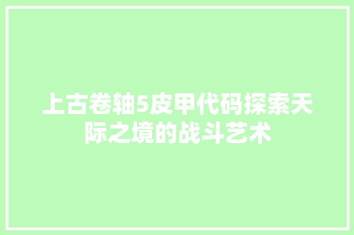 上古卷轴5皮甲代码探索天际之境的战斗艺术