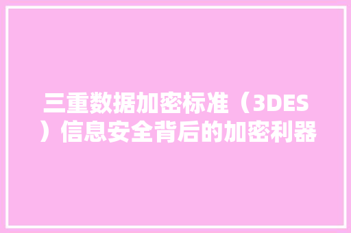 三重数据加密标准（3DES）信息安全背后的加密利器