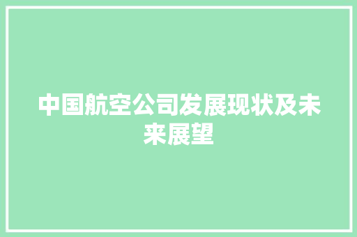 中国航空公司发展现状及未来展望  第1张
