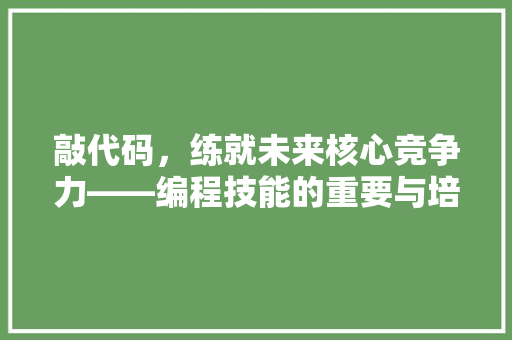 敲代码，练就未来核心竞争力——编程技能的重要与培养方法