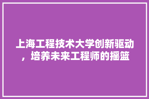 上海工程技术大学创新驱动，培养未来工程师的摇篮