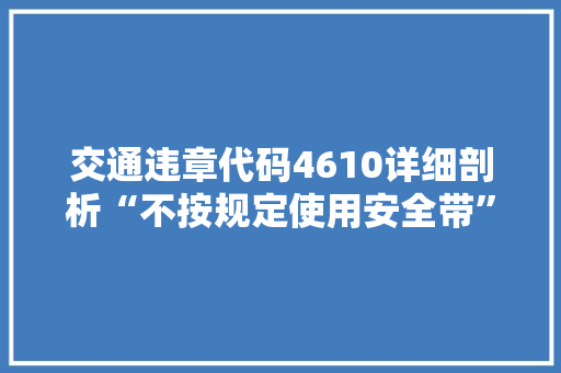 交通违章代码4610详细剖析“不按规定使用安全带”的危害与应对  第1张