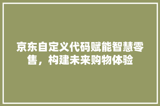 京东自定义代码赋能智慧零售，构建未来购物体验