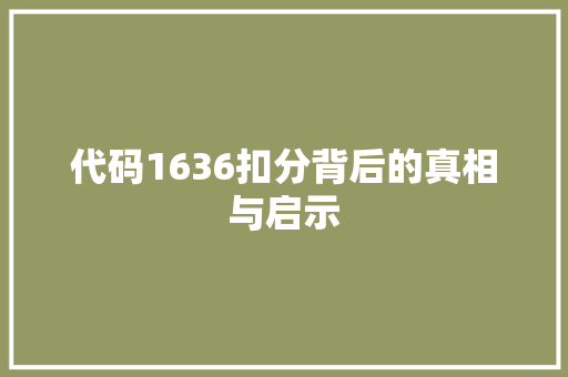 代码1636扣分背后的真相与启示  第1张