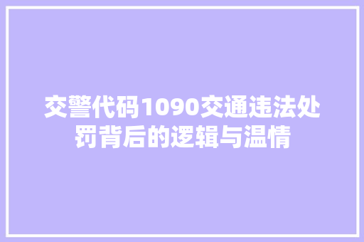 交警代码1090交通违法处罚背后的逻辑与温情