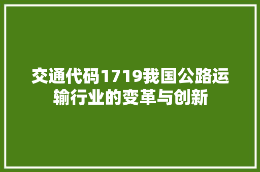 交通代码1719我国公路运输行业的变革与创新