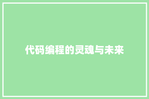 代码编程的灵魂与未来