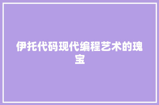伊托代码现代编程艺术的瑰宝