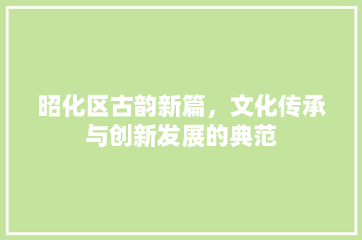昭化区古韵新篇，文化传承与创新发展的典范