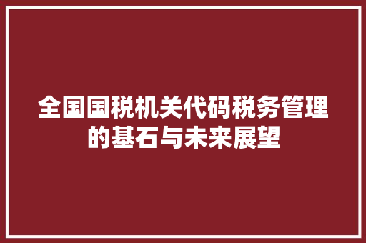 全国国税机关代码税务管理的基石与未来展望