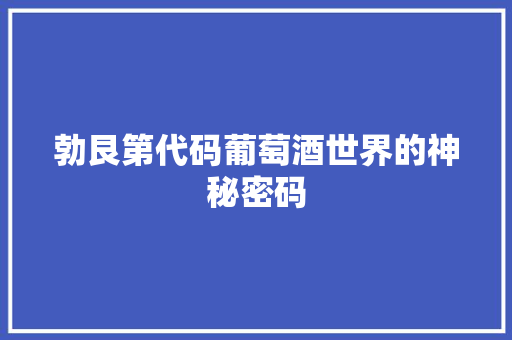 勃艮第代码葡萄酒世界的神秘密码  第1张