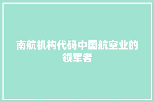 南航机构代码中国航空业的领军者  第1张