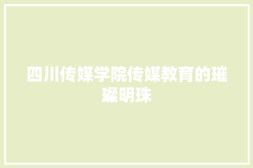 四川传媒学院传媒教育的璀璨明珠