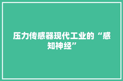 压力传感器现代工业的“感知神经”