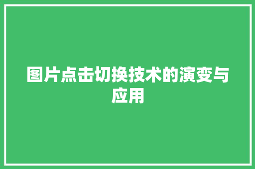 图片点击切换技术的演变与应用