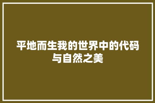 平地而生我的世界中的代码与自然之美