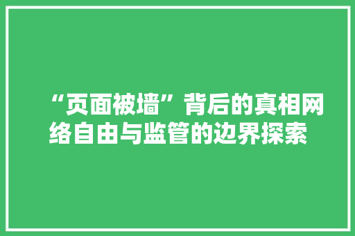“页面被墙”背后的真相网络自由与监管的边界探索