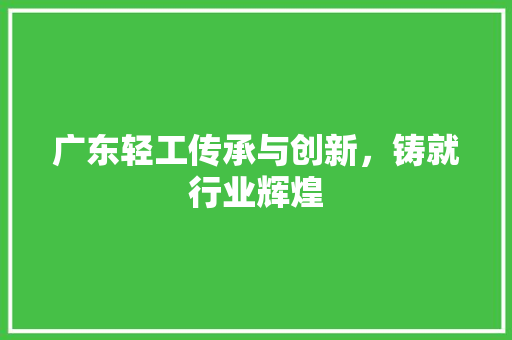 广东轻工传承与创新，铸就行业辉煌