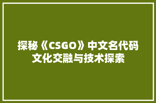 探秘《CSGO》中文名代码文化交融与技术探索  第1张