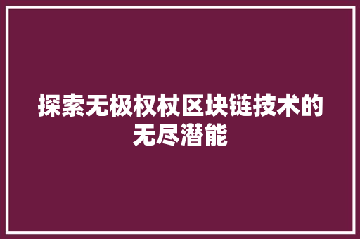 探索无极权杖区块链技术的无尽潜能  第1张