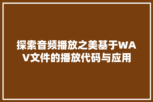 探索音频播放之美基于WAV文件的播放代码与应用