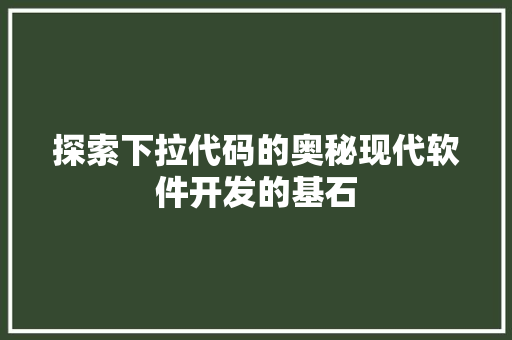 探索下拉代码的奥秘现代软件开发的基石