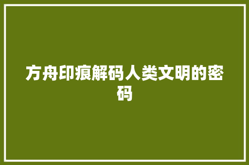 方舟印痕解码人类文明的密码