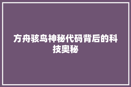 方舟骇鸟神秘代码背后的科技奥秘