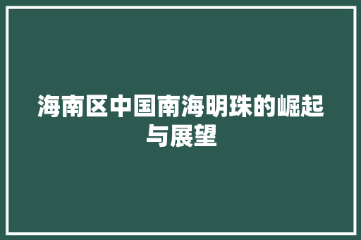 海南区中国南海明珠的崛起与展望  第1张