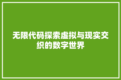 无限代码探索虚拟与现实交织的数字世界