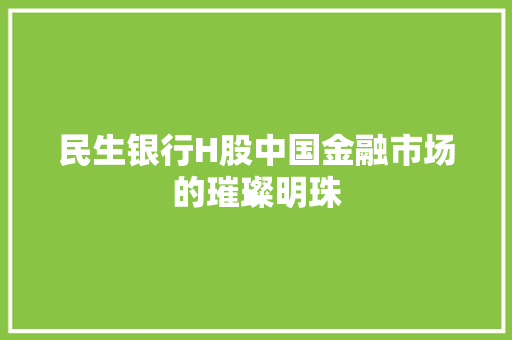 民生银行H股中国金融市场的璀璨明珠  第1张