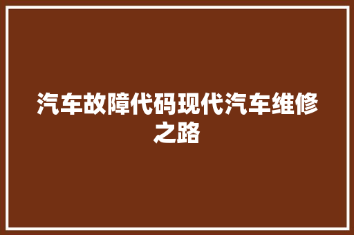汽车故障代码现代汽车维修之路
