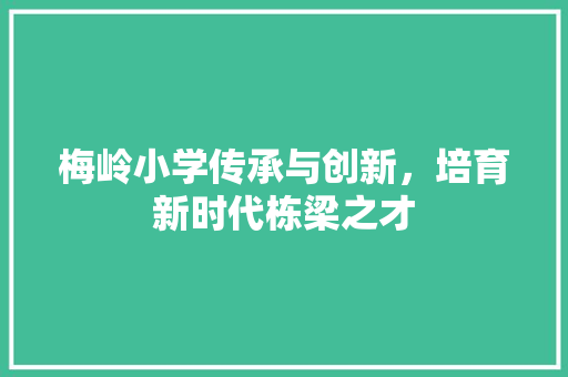 梅岭小学传承与创新，培育新时代栋梁之才  第1张