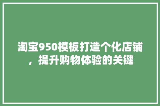 淘宝950模板打造个化店铺，提升购物体验的关键