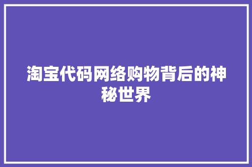 淘宝代码网络购物背后的神秘世界