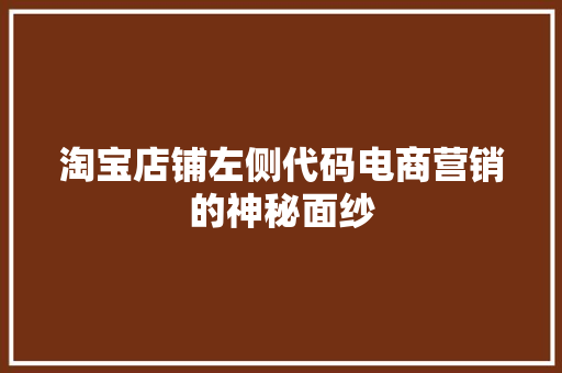 淘宝店铺左侧代码电商营销的神秘面纱  第1张
