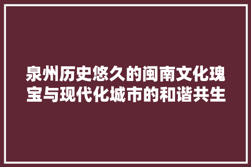 泉州历史悠久的闽南文化瑰宝与现代化城市的和谐共生
