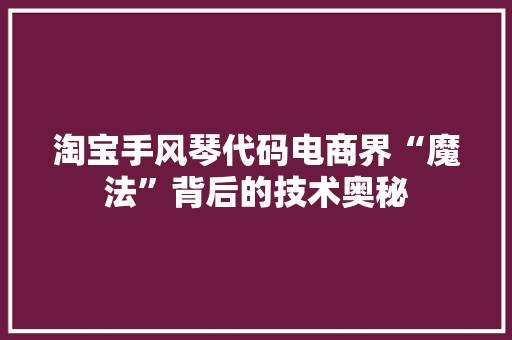 淘宝手风琴代码电商界“魔法”背后的技术奥秘