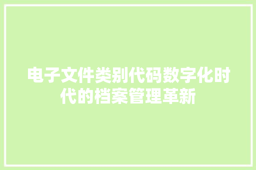 电子文件类别代码数字化时代的档案管理革新  第1张