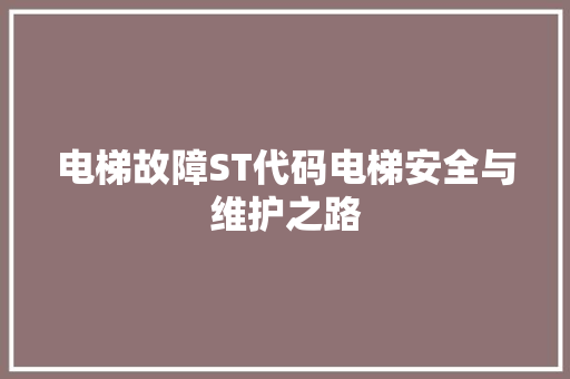 电梯故障ST代码电梯安全与维护之路  第1张